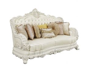 Adara Sofa with 7 Pillows in Antique White Finish