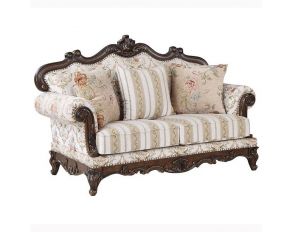 Nayla Loveseat with 3 Pillows in Walnut Finish