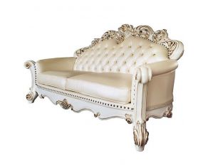 Vendom Sofa with 5 Pillows in Champagne and Antique Pearl Finish