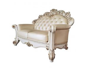 Vendom Loveseat with 3 Pillows in Champagne and Antique Pearl Finish