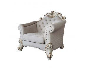 Vendom II Chair with 2 Pillows in Ivory and Antique Pearl Finish