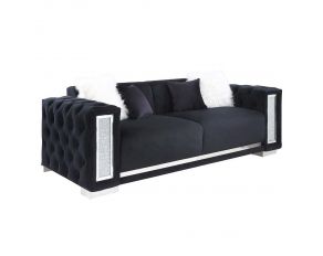 Trislar Sofa with 4 Pillows in Black Finish