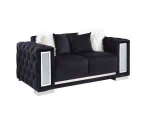 Trislar Loveseat with 4 Pillows in Black Finish