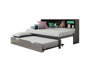 Acme Furniture Renell Twin Bed and Trundle in Silver and Black