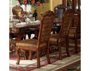 Acme Furniture Dresden Side Chair in Fabric Cherry Oak - Set of 2