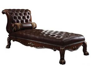 Acme Furniture Dresden Chaise with 1 Pillow in PU/Cherry Oak