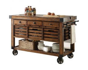 Kaif Kitchen Cart in Distressed Chestnut