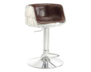 Acme Furniture Brancaster Adjustable Stool in Brown/Aluminum