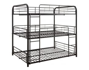 Acme Furniture Cairo Bunk Three Layer Bed in Sandy Black, Full Over Full