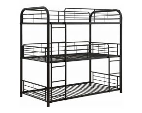 Acme Furniture Cairo Bunk Three Layer Bed in Sandy Black, Twin Over Twin