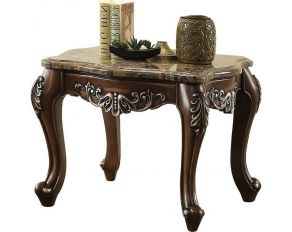 Acme Furniture Latisha End Table with Marble Top in Antique Oak