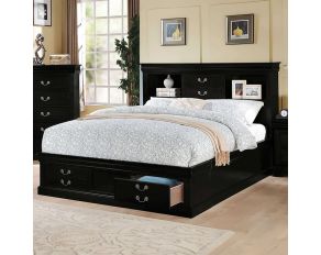 Acme Furniture Louis Philippe III Storage Bed in Black, King