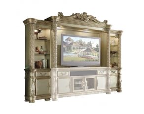 Acme Furniture Vendome II Entertainment Center (Side Piers & Bridge) in Gold Patina & Bone 