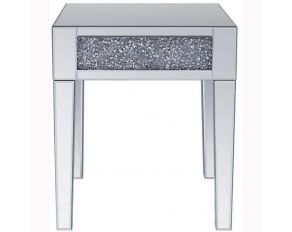 Noralie Mirrored Square 4 Leg End Table with Faux Diamonds