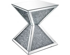 Noralie Mirrored Square End Table with Geometric Base