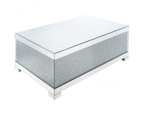 Mallika Coffee Table with Faux Crystals in Mirrored Finish