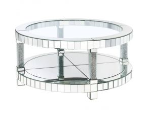 Fafia Round Coffee Table with Clear Glass Top in Silver