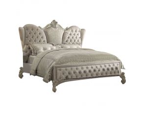 Versailles Eastern King Upholstered Bed in Ivory and Bone White