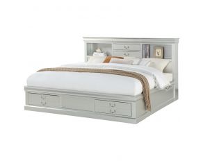 Louis Philippe III Queen Storage Bed in Platinum