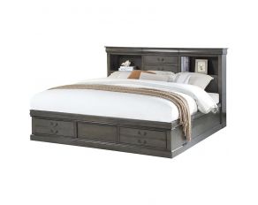 Louis Philippe III Queen Storage Bed in Dark Gray