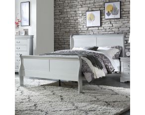 Louis Philippe Eastern King Sleigh Bed in Platinum