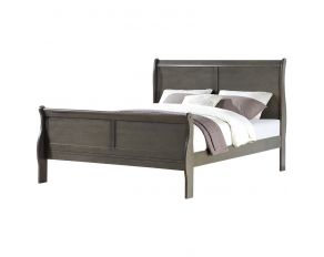 Louis Philippe Eastern King Sleigh Bed in Dark Gray