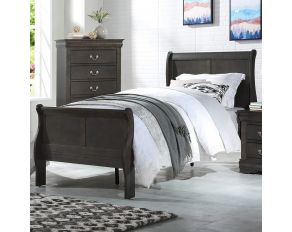 Louis Philippe Twin Sleigh Bed in Dark Gray