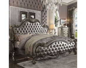 Versailles II California King Upholstered Bed in Silver and Antique Platinum