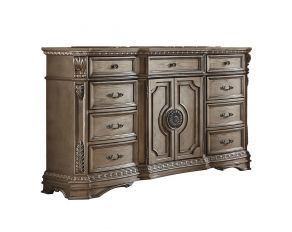 Northville Dresser with Marble Top in Antique Silver