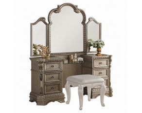 Northville Vanity Desk with Mirror in Antique Silver