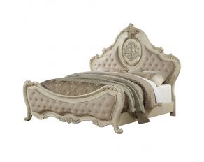 Ragenardus Eastern King Arched Panel Bed in Beige and Antique White