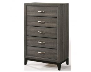 Valdemar 5-Drawer Chest in Weathered Gray Finish