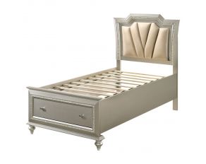 Kaitlyn Upholstered Storage Twin Bed in Champagne