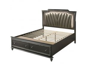 Kaitlyn California King Bed in Metallic Gray with LED Headboard