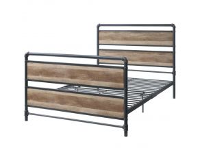 Brantley Full Metal Bed in Antique Oak and Sandy Gray Finish