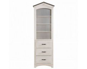 Tree House Bookcase Cabinet in Weathered White and Washed Gray