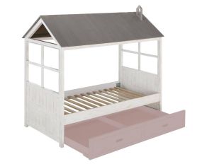 Tree House II Twin Bed in Weathered White and Washed Gray