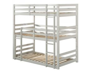 Ronnie Triple Twin Bunk Bed in Light Gray