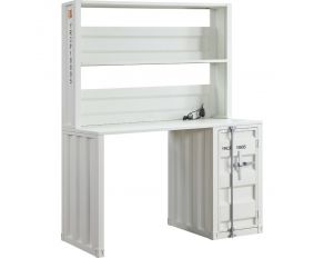 Cargo Computer Desk and Hutch in White Finish