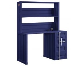 Cargo Computer Desk and Hutch in Blue Finish