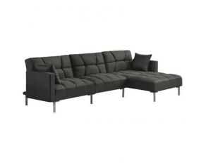 Duzzy Reversible Adjustable Sectional Sofa with 2 Pillows in Dark Gray