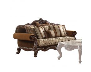 Jardena Sofa with 6 Pillows in Cherry Oak