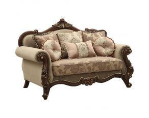 Mehadi Loveseat with 6 Pillows in Walnut