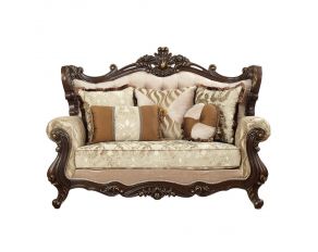 Shalisa Loveseat in Fabric and Walnut