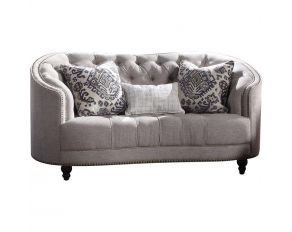 Saira Loveseat with 3 Pillows in Light Gray Finish