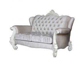 Versailles Loveseat with 3 Pillows in Ivory and Bone White