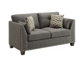 Laurissa Loveseat with 4 Pillows in Light Charcoal