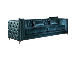 Gillian Sofa with 3 Pillows in Dark Teal