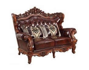 Eustoma Loveseat with 2 Pillows in Cherry and Walnut