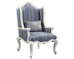 Ciddrenar Chair with Pillow in Blue and White Finish